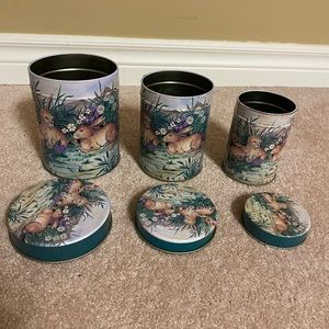 Vintage Easter Bunny storage tins set of 3